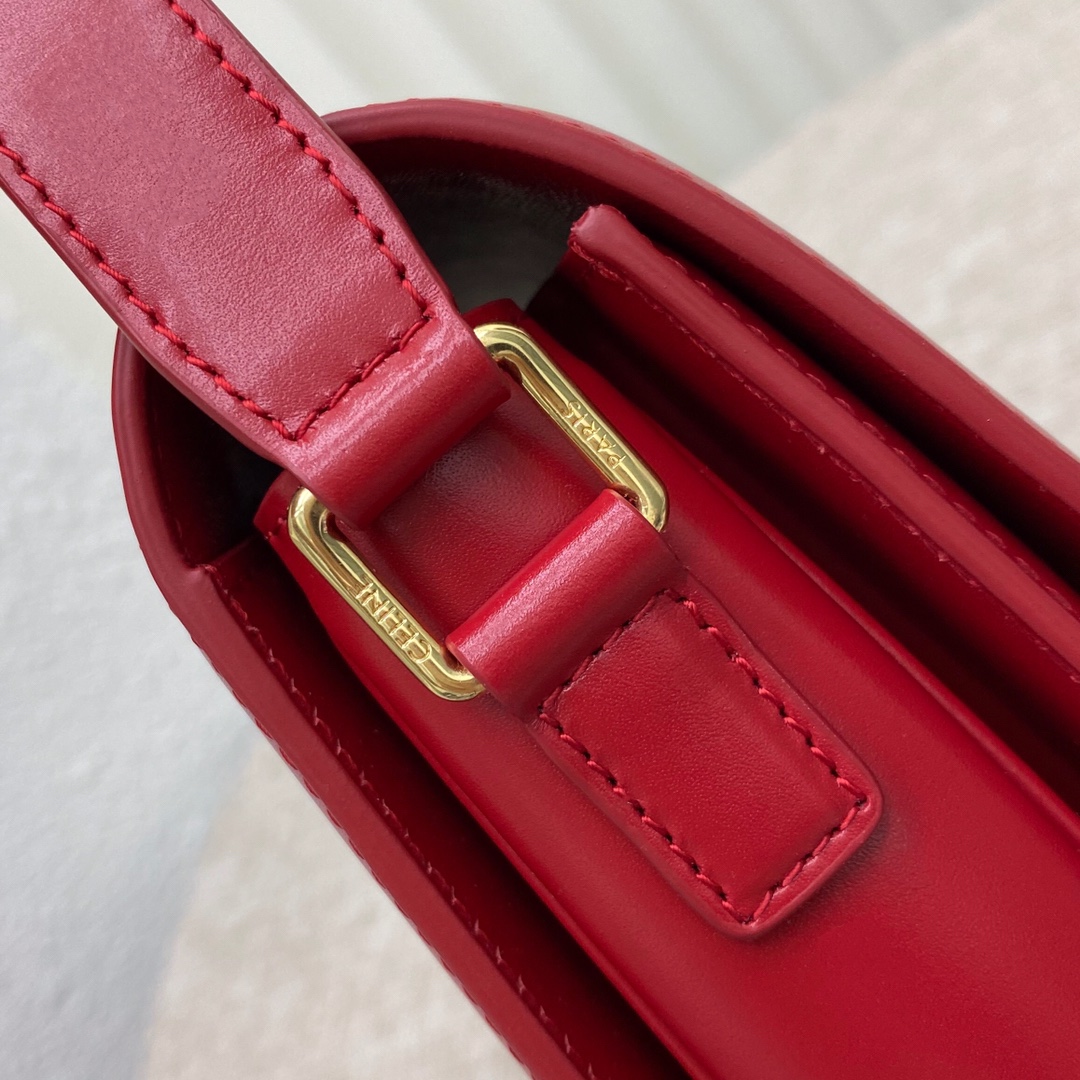 Celine Teen Classique Triomphe Bag In Shiny Calfskin Red 187363